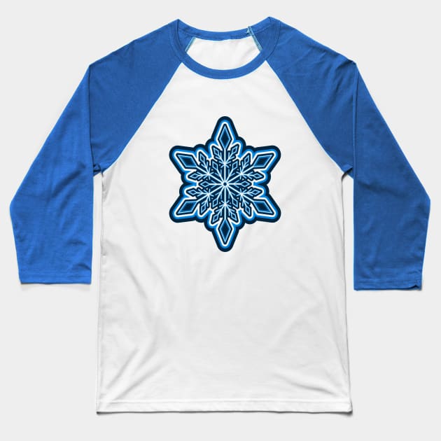 Blue Snowflake Baseball T-Shirt by Stylish Dzign